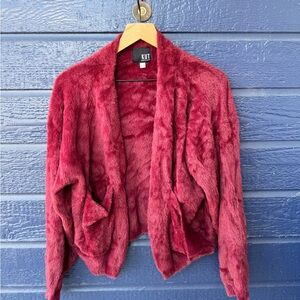 KUT Burgandy/Wine Faux Fur Jacket